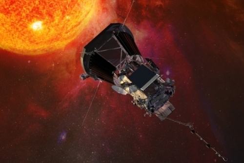 Sonda Solar Parker acercandose al Sol. Composición artística. Crédito de la imagen: Universidad de Johns Hopkins.